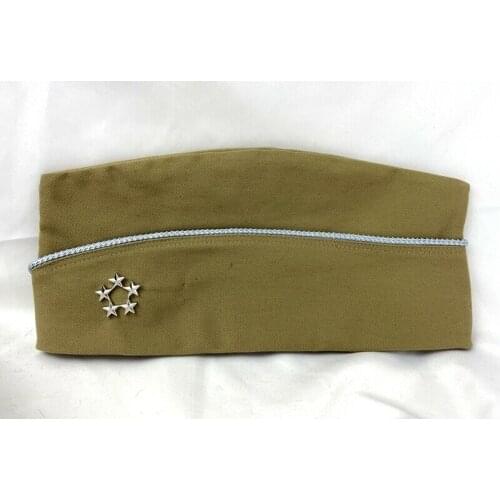 WW2 US ARMY KHAKI GARRISON CAP & ARMY OFFICER 5 STAR GENERAL RANK INSIGNIA SOLDIER MILITARY HAT REENACTMENTS EQUIPMENT