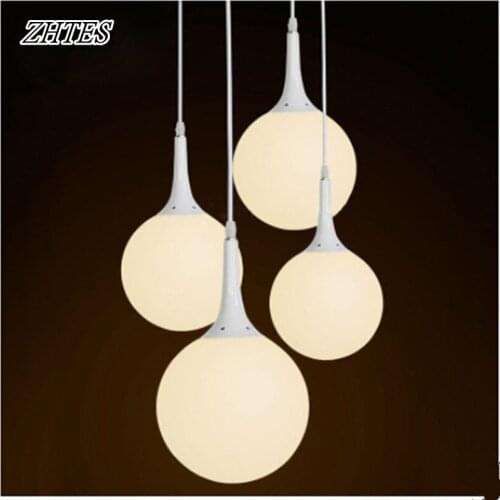 White Glass Ball Pendant Light LED Modern Minimalist Living Room Dining Room Bedroom suspension luminaire