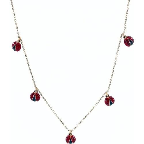 Ladybird Buggy Fortune Necklace Rosegold Silver Necklace