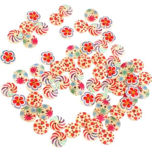 50/100Pcs Mixed Wooden Buttons Craft Scrapbooking Sewing Cardmaking XMAS Gifts
