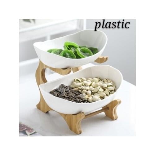 Living Room Home Candy Dish Double Layer Plastic Fruit Plate Snack Plate Creative Modern Dried Fruit Fruit Basket Plastic Dish