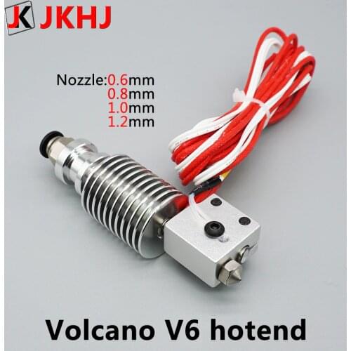 3D Printer Parts E3D V6 Volcano hotend Large diameter Nozzle 1.75mm/0.6 0.8 1.0 1.2mm 12V/24V remote print J-head