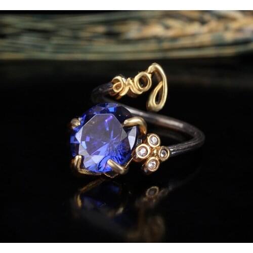 Tanzanite 925 Silver Love Ring, Scrip Love Ring, Cursive Love Letter Ring with Tanzanite, Silver Woman Tanzanite Love Ring