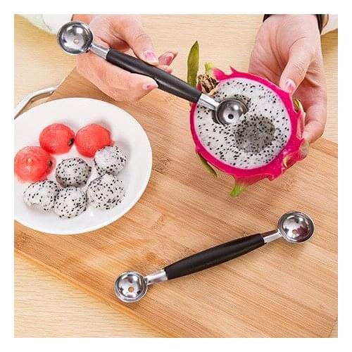Hot Stalinless Steel Dual Double-end Melon Baller Scoop Fruit Spoon Ice Cream Dessert Sorbet Kitchenware Scoop Cook Tool