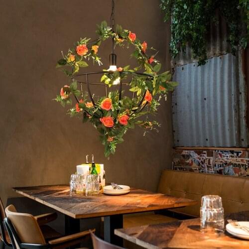 Chandelier northern Europe personalized milk tea shop bar romantic flowers and green plants decorative lighting