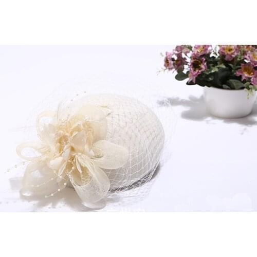 Fashion Women Wedding Hat Flower Black Bridal Party Gifts Veil Hair With Comb Pearl Beaded Bridal Hats and Fascinators