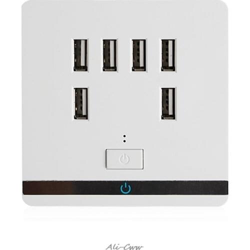 3.4A 6 Port USB Wall socket Outlet Charger Power Socket Receptacle Plate Panel Switch