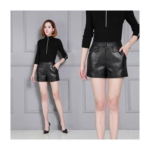 Top brand High 2020 Women Waist New Sheep Leather Shorts KS41 high quality