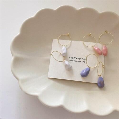 Origin Summer Exquisite Multicolor Waterdrop Geometric Hoop earrings for Women Stylish Vintage Irregular Enamel earrings Jewelry