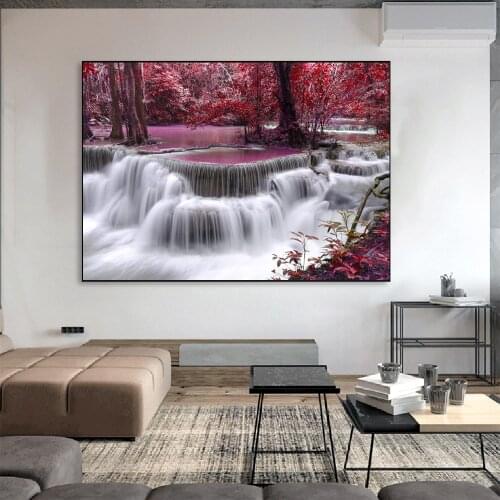 Scenery Of Waterfall Canvas Paintings Cuadros Realist Landscape Canvas Art Prints Posters And Prints Decorative Wall Pictures