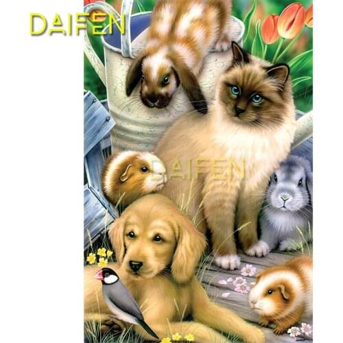 Full Round Diamond mosaic dog cat rabbit Full Square Diamond painting dog cat rabbit 5D DIY Diamond embroidery Cross stitch dog