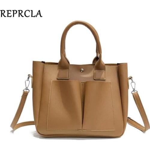 REPRCLA New Casual Women Leather Handbag Large Capacity Shoulder Bag Female Designer PU Crossbody Women Bags Bolsa