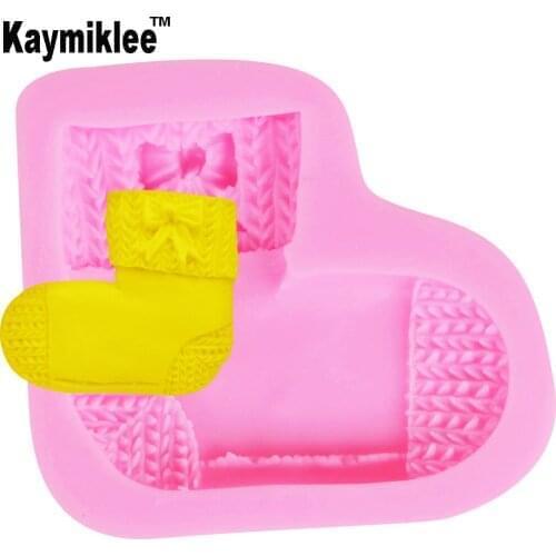 Kaymiklee M323 Christmas Sock Chocolate Candy 3D Silicone Mould Cartoon Cake Tools Soap Sugar Craft Gumpaste Resin Decoration