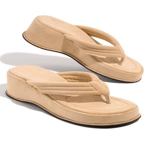 Women Slippers 2021 New Clip Toe Sandals Women Shoes Wedge Platform Slippers Fashion Dress High Heels Female Flip Flops Casual