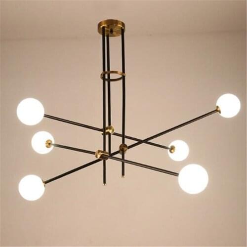 Nordic American Minimalist Iron Glass Ball Dining Room Chandelier Creative Living Room Bedroom Light Bar Light Free Shipping