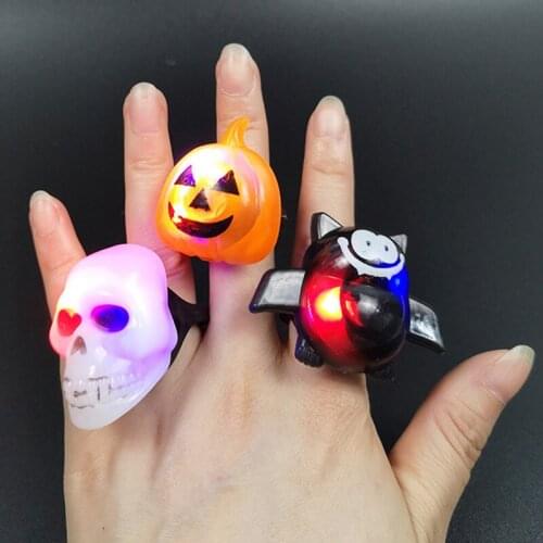 Halloween LED Ring Flash Finger Light Party Favor Blinking Jelly Light Up Rings Glowing Finger Ring Toys for Children Adults