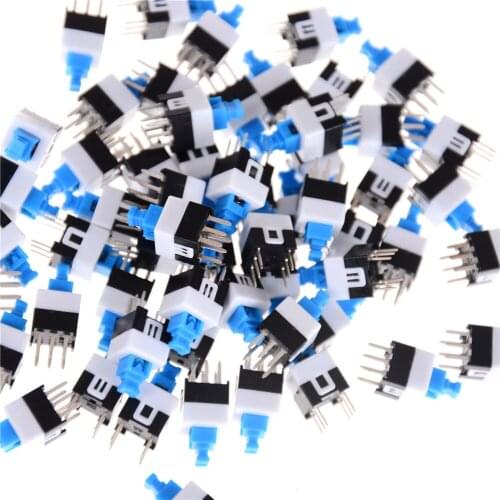 50PCS/Lot 7X7mm 7*7mm 6Pin Push Tactile Power Micro Switch Self lock On/Off button Latching switch Wholesale Electronic
