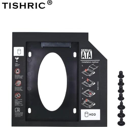 TISHRIC New Plastic 2nd Second HDD Caddy 12.7mm SATA 3.0 Optibay 2.5'' SSD DVD CD-ROM Adapter Hard Disk Driver Case Enclosure