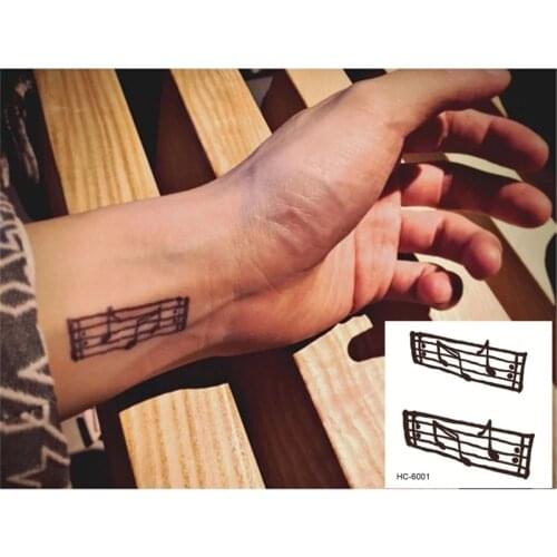 Nu-TATY Waterproof Temporary Tattoo Sticker 8 set Interesting style Dark Series Music Style Black score notes