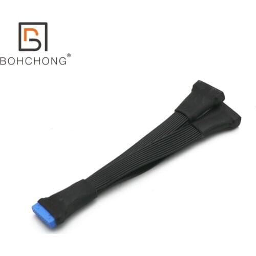 USB 3.0 19Pin/20Pin female to male Y Splitter motherboard extension Flat cable one drag two DIY
