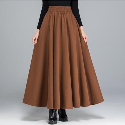 2021 High Waist Elegant Women Spring A-Line Long Skirt Chic Women Vintage High Quality Skirt Women Faldas Jupe Femme Saia K1183