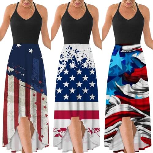 Dress Women Summer 2021 Style Tall Waist Long Digital Printing Back Hanging Intersection Neck Dresses Casual Vestidos CFF21048