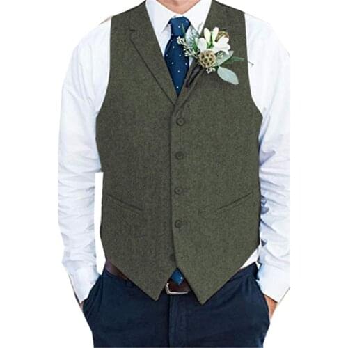 Green Casual New Vest Men Custom Made Vest Waistcoat Brown Color Mens Wedding Dinner Evening Vests 2020