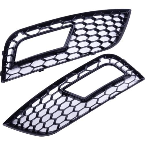 1Pair Black Honey-comb Front Bumper Fog Light Grille 8K0807681K 8K0807682K fit for AUDI A4 B8.5 RS4 STYLE 2013 2014 2015 2016