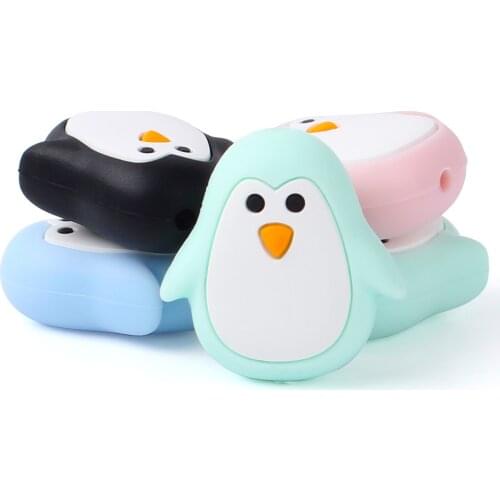 10pcs Silicon penguin Beads 26mm rodent Silicone Teething Beads Accessories silicone rodent DIY Pacifier Chain Pendant