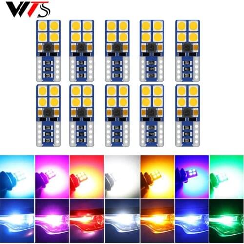 10Pcs T10 W5W WY5W 2825 Super Bright LED Canbus No Error Car Interior Reading Dome Lights Auto Parking Lamp Wedge Tail Side Bulb