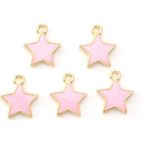 100pcs/lot Fashion Gold Color Alloy Enamel Star Pendants Charms for DIY Jewelry Making 14x12.5x1.5mm