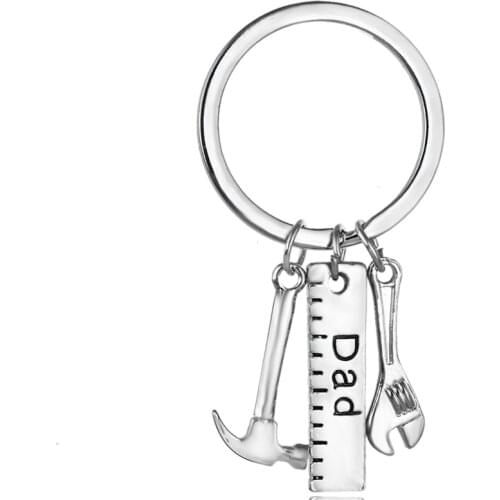 12PCs Dad Gifts Keychain Keyring Ruler Hammer Tools Charm Key Chains Gifts For Father PAPA Daddy Fathers Day Gifts Birthday