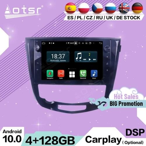 128G Carplay Multimedia Stereo Android 10 For Nissan X-Trail Qashqai 2013 2014 2015 2016 2017 GPS Navi Video Car Radio Head Unit