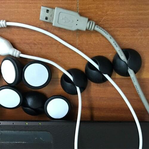 20PCS Round Cable Clips Holders Black Winder Desk Wire Cord Cable Clips Ties Organizer Holder Line Fixer for USB Cables Tablet