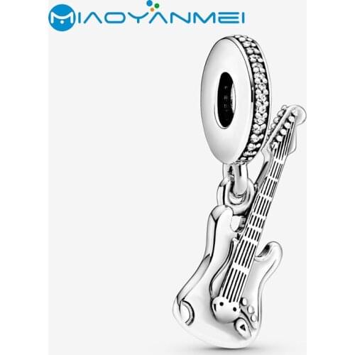 2020 Spring New 925 Sterling Silver Beads Electric Guitar Dangle Charms fit Original Pandora Bracelets Women DIY Fashion Jewelry