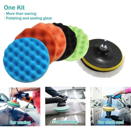 3inch Car Polishing Disc 11Pcs/Set Buffing Waxing Sponge Pads Kit Polisher Machine Wax Pad for Car Polisher Drill Adapter