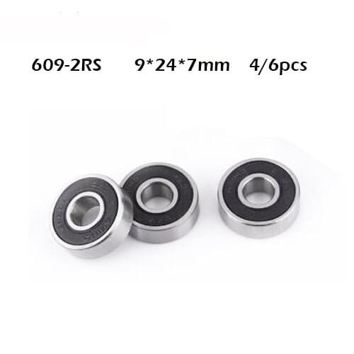 4/6pcs 609rs Steel Bearing 9*24*7 mm ABEC-1 Industry Motor Spindle 609rs Ball Bearings 3NC 609RS