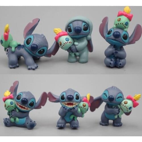 6 Pcs/set Disney Lilo y Stitch classic Doll Model toys Cartoon Anime Figure Stitch Cake Accessories Kids Collection Toys Gifts
