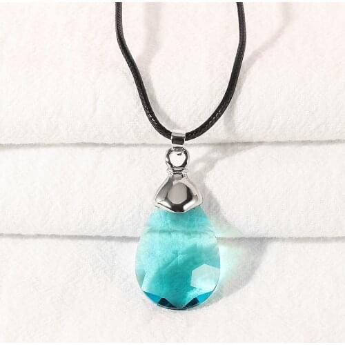 Anime SAO Sword Art Online Metal Necklace Yuis Heart Blue Crystal Pendant Teardrop Cosplay Jewelry Kirito&Asunas Drop-shipping