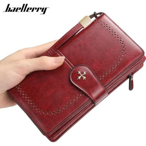 Baellerry Hollow Out Women Wallets Large Long Wallet Fashion High Quality PU Leather Luxury Card Holder Design Wallets For Women