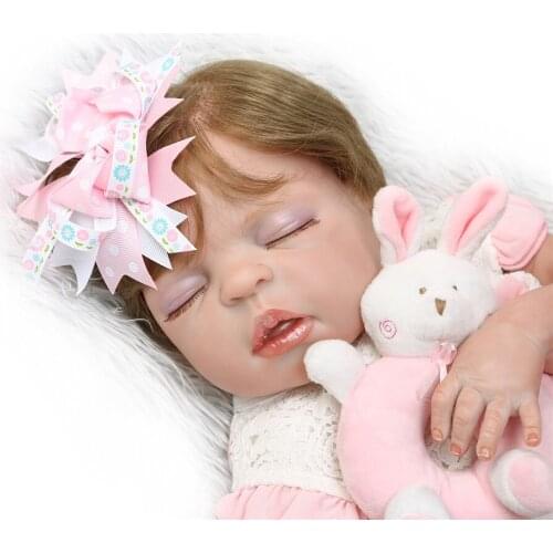 Bebe-reborn menina 23" Full body silicone reborn baby girl dolls fake baby sleeping doll real true looking bonecas reborn