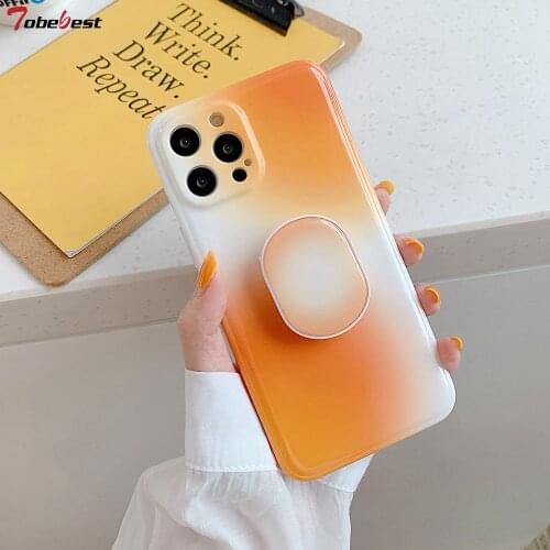 Tobebest Orange Gradient Stand Phone Cases for iPhone 12 Pro Max 11 pro max X XS XR 7 8 Plus 12mini SE 2020 Soft IMD Color Cover