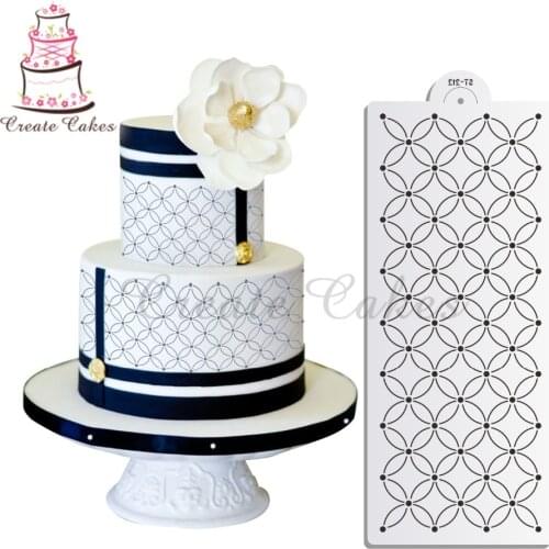 5.1"H x 13.3" W Deco Interlocking Circles for Cake Side Decoration Cake Decorative Stencil Plastic Template Lace Mold ToolST-212