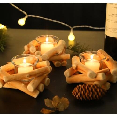 Wooden Driftwood Candle Holder Creative Candle Holder Candle Tea Light Holder Stand Candlestick Romantic Simple Home Decor
