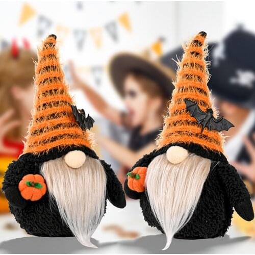Holding Pumpkin Gnome Plush Dolls Halloween Holiday Props Ornament Ghost Faceless Dwarf Doll Party Yard Indoor Home Decoration