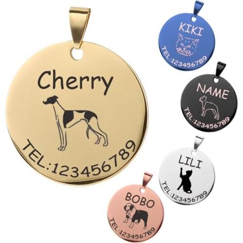 Custom Pet ID Tag Anti-lost Dog Cat Tags Dog Collars Accessories Stainless Steel Dog Cat Tag Laser Engraved Puppy Supplies