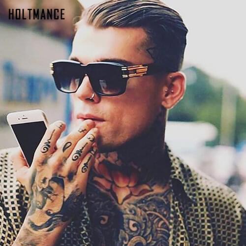 Classic Luxury Men Sunglasses Glamour Fashion Brand Sun Glasses For Women Mirrored Retro Vintage Square Designer Shades