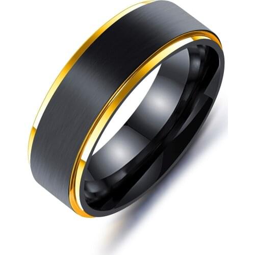 JHSL Fashion Trendy Young Male Men Statement High Polishing Black Rings Jewelry Stainless Steel Party Gift Size 7 8 9 10 11