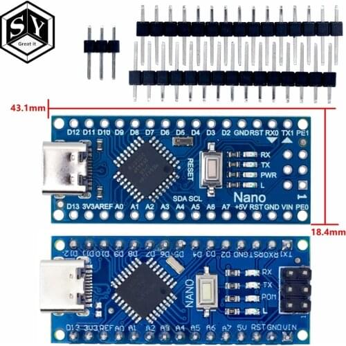 1PCS Promotion For arduino Nano 3.0 Atmega328 Controller Compatible Board TYPE-C Module PCB Development Board without USB C cabl