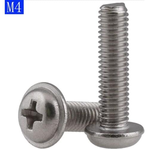 M4 - 0.7 304 Stainless steel Flanged Button Head Round Washer Head Phillips Screws Bolts A2 - 70